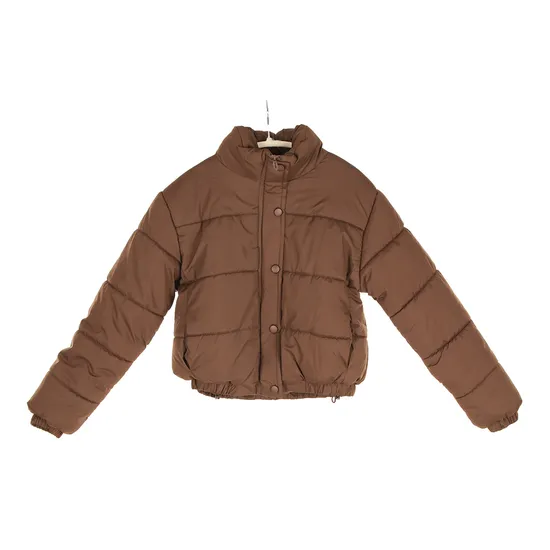 China Competitive Factory Zip up Crop Puffer Coat Short Puffy Coat with Cotton Padding and Nylon Zipper Size XL 