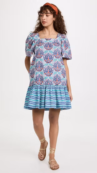 Spring&amp; Summer Factory OEM High Quality Fresh Green Floral Printed New Fashion Shirt Dress