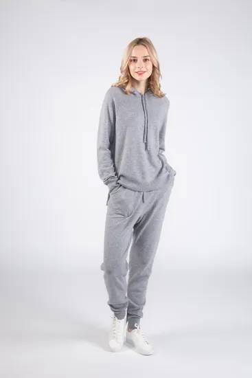 Luxury Cashmere Full Zip Hoodie Sweater with Drawstring for Men 