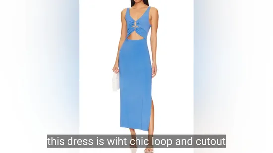 Scoop Neck Knit Dress with Sexy Side Slit and Cutout Hem 