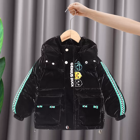 Duck Down Filling High Quality Warm Thick Nylon Padding Children′s Hooded Coat