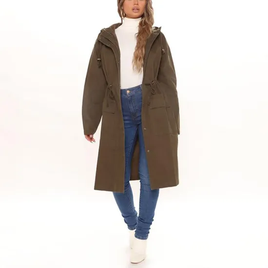 Women Classic Wholesale Dust Coat Casual Jacket Long Trench Coat 