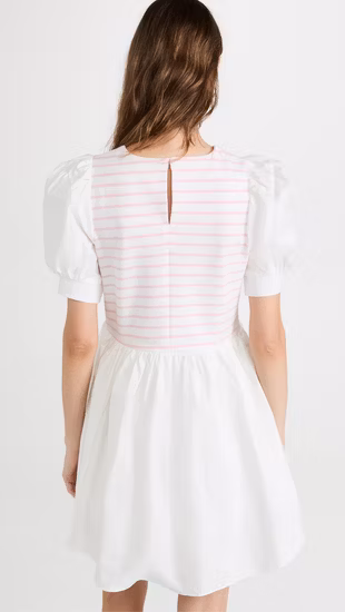 Short Sleeve Crew Neck Lady Dress with Exquisite Cut
