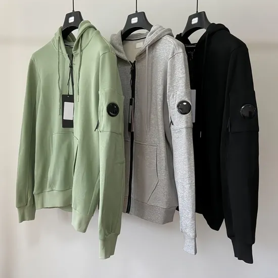 Custom Logo Glasses Hip Hop Plus Size Hoodie Cp for Men Cotton Athleisure Company Men′s Hooded Zip Coat Clothing 