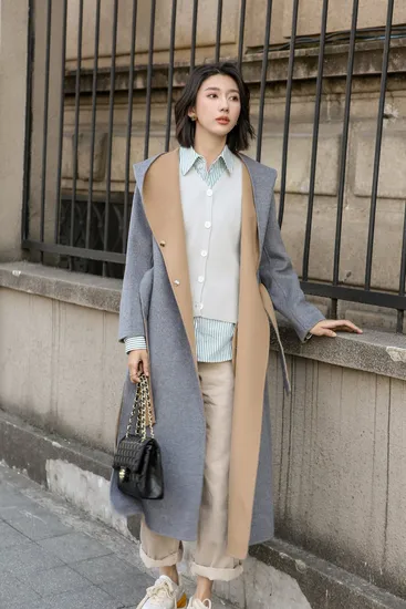 High Quality Ladies Woolen Long Trench Coat for Women 